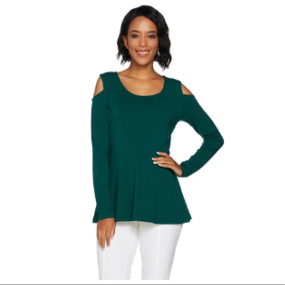 Isaac Mizrahi Tops - Isaac Mizrahi LIVE! Scoop Cold Shoulder Peplum